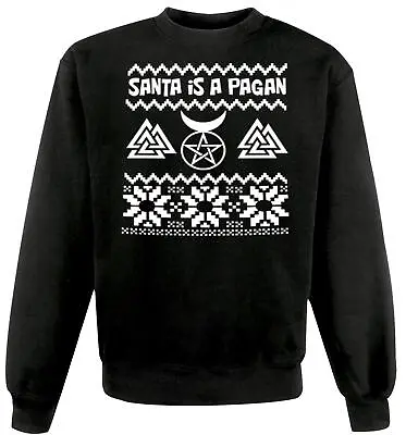 Buy Adults Santa Is A Pagan Viking Christmas Xmas Black Unisex Sweatshirt Jumper • 18.66£