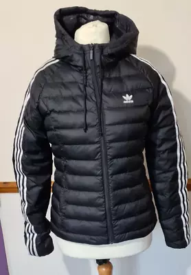 Buy Adidas Black Padded Zipped Jacket In Size Uk 10 Good Condition • 19.99£