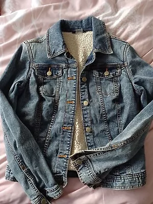 Buy F&F Denim Jean Jacket With Fleece Lining Size 6 • 4£