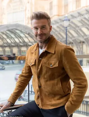 Buy David Beckham Brown Suede Trucker Jacket Custom Made Size S M L XL 2XL 3XL • 143.86£