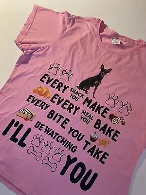 Buy Funny Dog T Shirt Womens XXL Pink Cotton Short Sleeve Ill Be Watching You • 14.21£