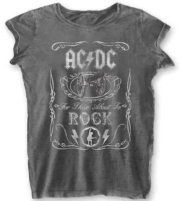 Buy AC/DC Cannon Swing Grey Womens Burnout T-Shirt - OFFICIAL • 14.89£