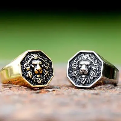 Buy Mens Gold Stainless Steel Lion King Head Of Judah Ring For Men Size 7-13 Jewelry • 9.44£