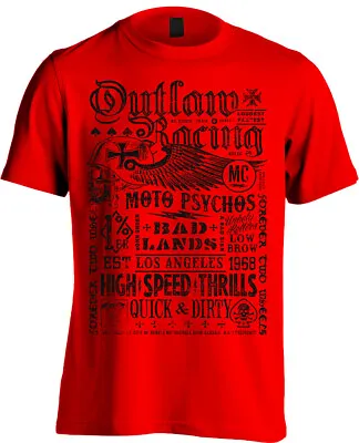 Buy Biker Motorcycle Outlaw Racing Men's T-Shirt Motorbike S-5XL Skull Motorbike • 12.95£