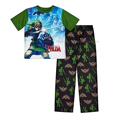 Buy Legend Of Zelda Pajamas Boys Size 6 7 8 T Shirt Set Nintendo Game Link Girls NWT • 21.29£