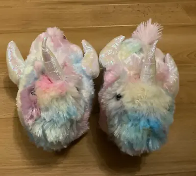 Buy Girls Next Unicorn Fluffy Mufti Coloured Pastel Slippers Size Young Girl 12 NWT • 8.50£