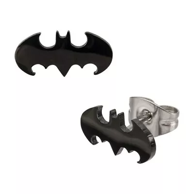 Buy DC Comics Black Cut Out Batman Logo Stud Earrings Licensed Jewellery • 11.95£