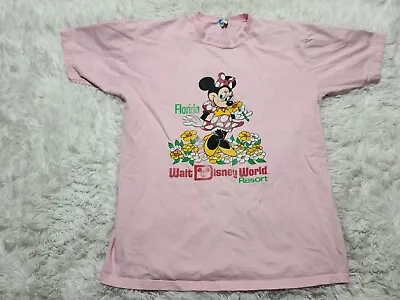 Buy Walt Disney World Resort Minnie Mouse L T-Shirt Single-Stitch VTG Made USA Fade • 15.39£