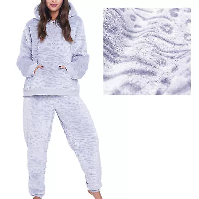 Buy Ladies Pyjamas Nightwear Pjs Soft Sherpa Fleece Lined Loungewear Hooded  8-18 • 22.99£