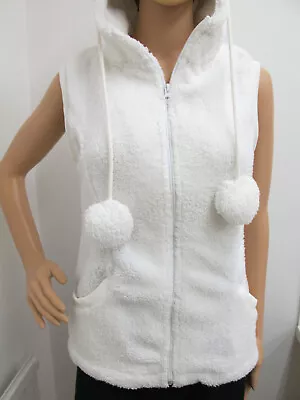 Buy Ladies Hailys Off White Sleeveless Hoodie, Size 10 - 12 • 9.99£