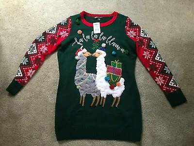 Buy Fa La La La Llama Christmas Sweater Womens Size 0X NWT Kissing Sparkle Red/Green • 23.63£