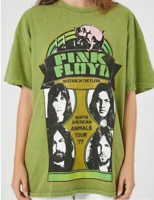Buy Pink Floyd PIG Animals Tour 77 Green BOYFRIEND Distressed T Shirt Size S/M • 22.68£