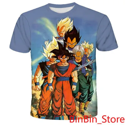 Buy Summer Mens DBZ Anime Family Son Goku Printing Short Sleeve T-Shirt Adult S-6XL • 15.59£