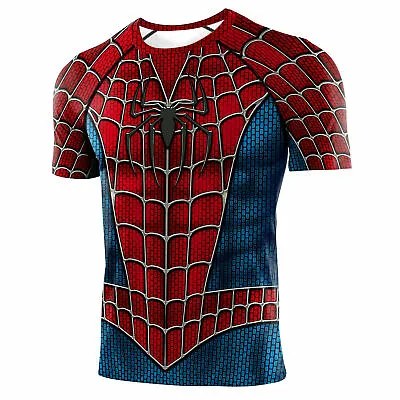 Buy New Raimi Spider-Man T-shirts Spiderman Costume COS Sport Short Sleeve Tee Gym • 15.99£