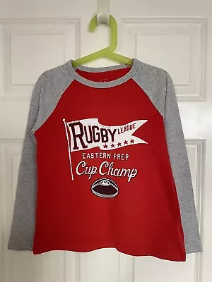 Buy GAP Red & Greg Rugby Long Sleeve Raglan Cotton Crew T-shirt Top Boys S 6-7yrs • 1.95£