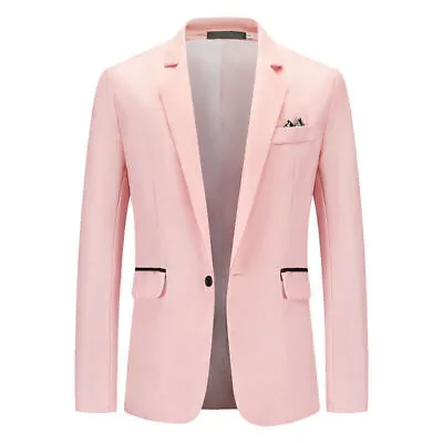 Buy Mens Formal Business Blazer Jacket Wedding Party One Button Smart Suit Coat Tops • 17.39£