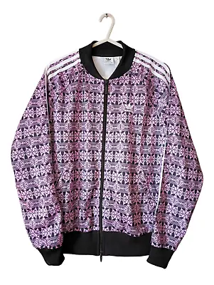 Buy Adidas Originals Track Jacket Womens Size 12 All Over Print Pattern Purple • 34.99£