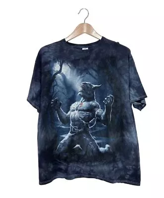 Buy Usa Old Clothes 00S Vintage Werewolf Tie-Dye Dyed T-Shirt Xl Navy/American Wolf • 90.15£
