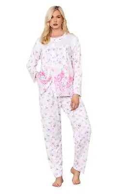 Buy Ladies Pyjama Set Long Sleeve Buttons Through Floral Soft Nightwear Loungewear • 13.95£