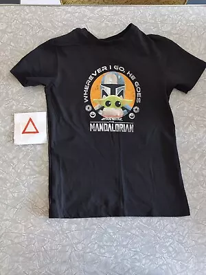 Buy Mandalorian Grogu Tee Shirt 7-8 Years Black • 4£