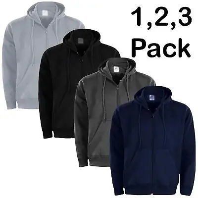 Buy Mens Zipper Hoodie Zip Up Hoody Hooded Sweatshirt Jumper Fleece Jacket Multipack • 27.99£