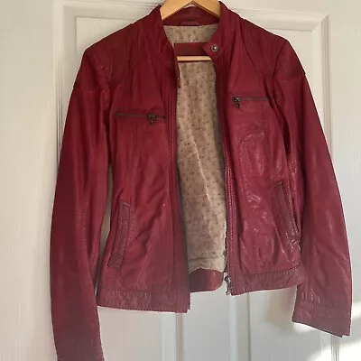 Buy Red Real Leather Biker Jacket Women • 4.99£