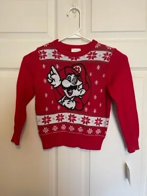 Buy NWT Jumping Beans Boy's Mario Kart Red Long Sleeve Christmas Sweater Size 4 • 4.02£