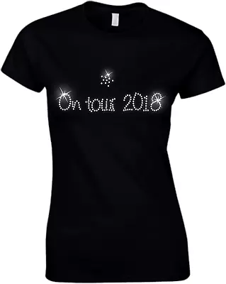 Buy ON Tour 2018 Ladies Crystal T Shirt - Hen Night Party - 60s 70s 80s 90s All Size • 9.99£