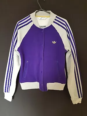 Buy Adidas Trefoil Varsity Style Jacket 12 11-12 Years Jumper Purple Grey • 22£