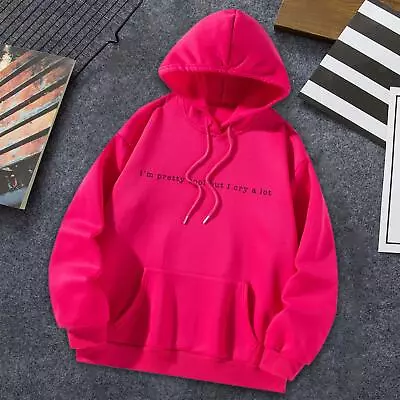 Buy Women's Hoodie Pink Comfortable Hood Drawstring Sweatshirt Graphic Hoodie For • 21.26£
