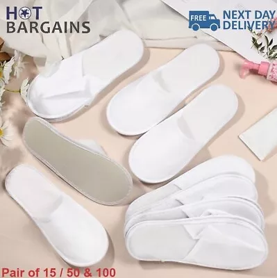 Buy Spa Hotel Guest Slippers Closed Toe Towelling Disposable Terry Type 15-100 LOT • 64.95£