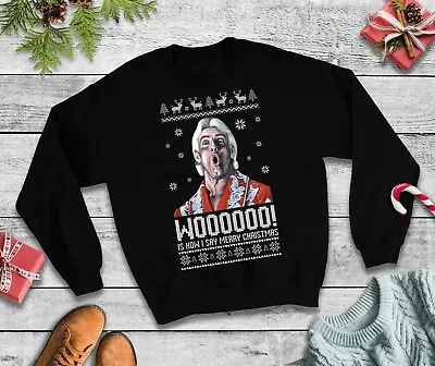 Buy Flair Woo! Christmas Jumper - Ric Wrestling Funny Sweatshirt Xmas Party • 22.99£