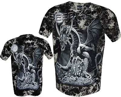 Buy White Dragon Skull Castle Moon Glow In The Dark Tye Dye T-Shirt M - 4XL • 14.99£
