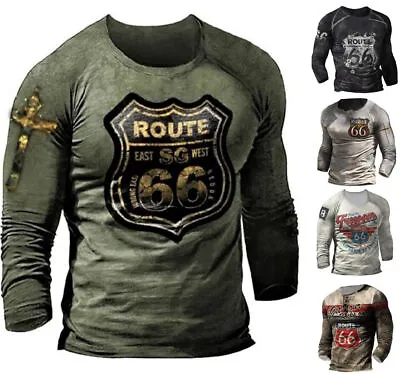 Buy Mens Graphic Print USA Route 66 Design Tee Top - Sizes S-5XL • 24.66£