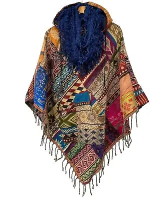 Buy Scarf Wrap Blue Boho Hippy Goth Funky Shaggy Tassel Knit Pashmina Gift Present • 12.99£