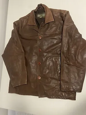 Buy Hide Park Leather Jacket Hide Park Leather Coat Brown Size Large • 29.99£