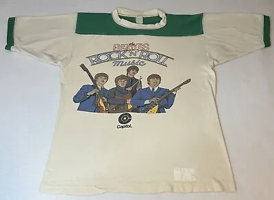 Buy Vintage BEATLES ROCK 'N' ROLL MUSIC 1976 Capitol Records T - SHIRT • 141.70£