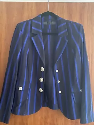 Buy Ladies Designer Air Field Blue Stripe Jacket Size 14 • 19.50£
