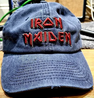 Buy Iron Maiden The Trooper Anniversary Distressed Denim Cap Official Merch! • 36.95£