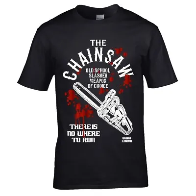 Buy Novelty Slasher Horror Movie Chainsaw Blood Splatter Motif Mens T-shirt Top Gift • 13.95£