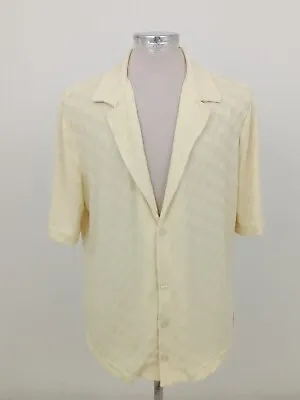 Buy Men's Prevu Dune Shirt Yellow Short Sleeve Geometric-Pattern Button-up New* F1 • 19.99£