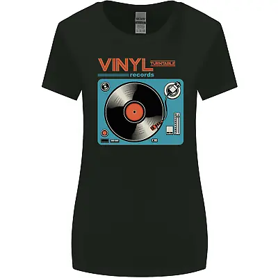 Buy Retro Vinyl Records Turntable DJ Music Womens Wider Cut T-Shirt • 8.75£