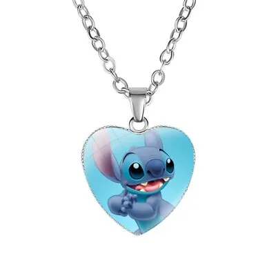 Buy Lilo & And Stitch Necklace Heart Pendant Charm Jewellery Chain D • 5.99£