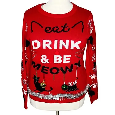 Buy No Boundaries | Womens/Juniors Size XXL (19) Red Meowy Christmas Sweater • 23.80£