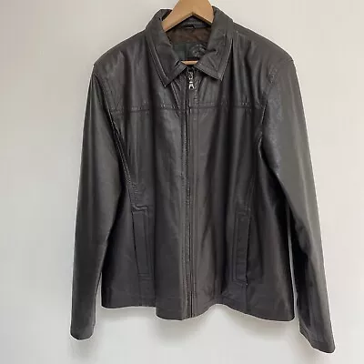 Buy John Lewis Mens Real Leather Jacket Size Large - Dark Brown - Lined - VGC • 39.99£