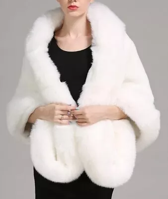 Buy Beautelicate Faux Fur Trim Cape White One Size • 14.99£