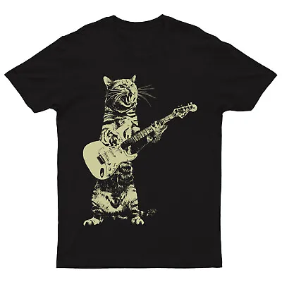 Buy Cat Playing Guitar Music Is Life Rock Band Funny Gift Mens T-Shirts Tee Top#D4#2 • 9.99£