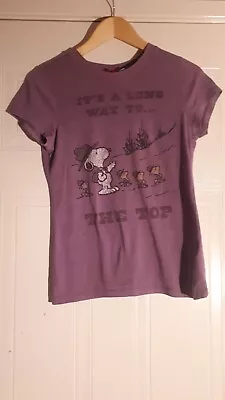 Buy H&M Divided Distressed Snoopy T-shirt Size 12 - Purple/mauve • 8£