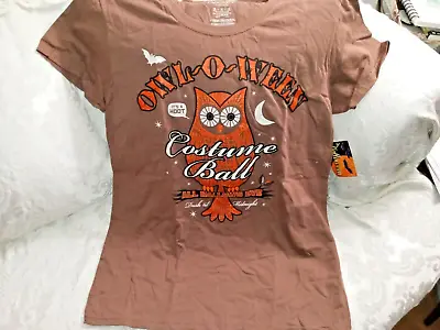 Buy MOCHA HALLOWEEN OWL T-SHIRT Brown Orange Moon All Hallows Eve Sz L USA • 12.28£