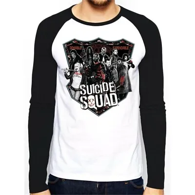 Buy Suicide Squad Poster Long Sleeved Baseball Shirt Adult Medium • 9.50£